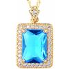 Rizilia Pendente con 18 Catena & Taglio Rettangolare CZ [Simulata Acquamarina] in Placcato Oro Giallo, Semplice Ed Elegante Moderno