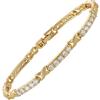 Rizilia Gioielleria Round Cut Birthstone Bianco Topaz Gemstone Oro Giallo Oro 18K Placcato [180mm / 7inch] Braccialetto Tennis Elegance Moderno [Sacchetto di Gioielli Libero]