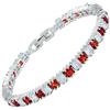 Rizilia [RIZILIA Cubetto Di Ghiaccio] Princess Cut Simulata Rosso Rubino CZ 18K Placcato In Oro Bianco Bracciale Tennis, [18cm/7inch]