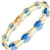 Rizilia Taglio Marquise Simulata Zaffiro Blu CZ 18K Placcato Oro Bracciale Tennis, [18cm/7inch]
