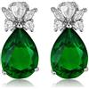 RIZILIA Teardrop Perno Orecchini Traforati Con Taglio Pera CZ [Simulata Smeraldo Verde] In Placcato In Oro Bianco, Semplice Ed Elegante Moderno