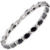 Rizilia Gioielli Oval Cut Nero Onyx Gemstones Fine CZ 18K Oro Bianco Placcato [18cm / 7inch] Braccialetto Tennis Semplice Eleganza Moderna [Sacchetto di Gioielli Liberi]