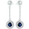 RIZILIA Ciondolare Orecchini Traforati Con Taglio Rotondo CZ [Simulata Zaffiro Blu] In Placcato In Oro Bianco, Semplice Ed Elegante Moderno