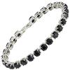 Rizilia Taglio Rotondo Simulata Onice Nero CZ 18K Placcato Oro Bracciale Tennis, [18cm/7inch]
