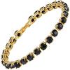 Rizilia Taglio Rotondo Simulata Onice Nero CZ 18K Placcato Oro Bracciale Tennis, [18cm/7inch]