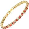 Rizilia Bracciale Tennis da Donna - Placcato in Oro Giallo, Zirconi Multi-Colore Taglio Rotondo, 18 cm (7 Pollici) Elegante Bracciale con Pietre di Nascita, per Matrimonio, Regalo e Uso Quotidiano