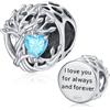 Friggem Charm Albero della vita, Bead Charm Albero Genealogico in Argento Sterling 925 Zircone blu, Adatto per Perline Charm bracciali europei, Regali per donne ragazze