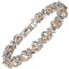 Rizilia Pietre preziose di Champagne Taglio Rotondo dei monili Fine CZ 18K Oro Bianco Placcato [18cm / 7inch] Braccialetto di Tennis Semplice Elegante Regolazione del Pizzo [Sacchetto di monili Liberi]