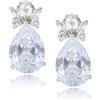 RIZILIA Orecchini a goccia con zirconia cubica taglio pera [5 colori disponibili] placcati in oro bianco, semplici, moderni, eleganti, Medio, Ottone