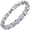 Rizilia [RIZILIA FLOR] Bracciale Tennis [18cm/7pollici] con Taglio Tondo Pietre Preziose Zircone CZ [6 Colori Disponibili] in Oro Bianco 18K Placcato, Eleganza Moderna Semplice, 17.78 cm, Gemma