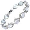 RIZILIA Bracciale tennis [18 cm/7 pollici] con pietre preziose taglio a pera CZ [5 colori disponibili] in oro bianco, semplice eleganza moderna, Medio, Zirconie sintetico