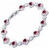 Rizilia Taglio Rotondo Simulata Rosso Rubino CZ 18K Placcato Oro Bracciale Tennis, [18cm/7inch]