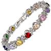 Rizilia Gioielli Taglio Rotondo Multicolore Pietre preziose fine CZ [18cm / 7inch] Braccialetto da Tennis Semplice Eleganza Moderna [Sacchetto di Gioielli Liberi]