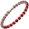 Rizilia Taglio Rotondo Simulata Rosso Rubino CZ 18K Placcato Oro Bracciale Tennis, [18cm/7inch]