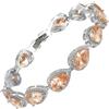 RIZILIA Bracciale tennis [18 cm/7 pollici] con pietre preziose taglio a pera CZ [5 colori disponibili] in oro bianco, semplice eleganza moderna, Medio, Zirconie sintetico