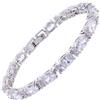 RIZILIA Bracciale in Zirconi per Donna — 5mm Bracciale Tennis in Cubic Zirconia Taglio Ovale, Placcato Oro Bianco 18K, Regalo Aprile, 18cm