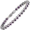 Rizilia Taglio Rotondo Simulata Ametista Viola CZ 18K Placcato Oro Bracciale Tennis, [18cm/7inch]
