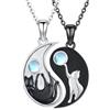OHAYOO Collana Yin Yang in Argento Sterling 925 - Ciondolo per Lui e Lei - Regalo per Donna e Uomo