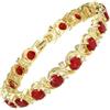 Rizilia Pietre preziose Rosse di Pietre preziose del Girocollo Fine CZ 18K Oro Giallo Placcato [18cm / 7inch] Bracciale Tennis Semplice Elegante Regolazione del Pugno [Sacchetto di monili Liberi]