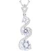 Rizilia Tre-Stone Pendente con 18 Catena & Taglio Rotondo CZ [Zirconia Cubica Bianca] in Placcato in Oro Bianco, Semplice Ed Elegante Moderno