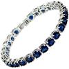 Rizilia Taglio Rotondo Simulata Zaffiro Blu CZ 18K Placcato Oro Bracciale Tennis, [18cm/7inch]