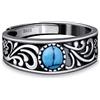 PHNIBIRD Anello da Uomo in Argento Sterling 925 con Turchese Naturale di Modello di Erba Anello per Moda Retrò Misura Regolabile