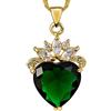 Rizilia Cuore di Oceano Pendente con 18 Catena & Taglio del Cuore CZ [Simulata Smeraldo Verde] in Placcato Oro Giallo, Semplice Ed Elegante Moderno