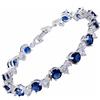 Rizilia Taglio Rotondo Simulata Zaffiro Blu CZ 18K Placcato Oro Bracciale Tennis, [18cm/7inch]