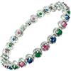 Rizilia Bracciale Tennis con Taglio Rotondo CZ [Simulata Multicolore] in 18K Placcato in Oro Bianco, [18cm/7inch]