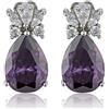 RIZILIA Teardrop Perno Orecchini Traforati Con Taglio Pera CZ [Simulata Ametista Viola] In Placcato In Oro Bianco, Semplice Ed Elegante Moderno