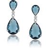 Rizilia [RIZILIA CELEBOX] Tearciondolare Orecchini Traforati Con Taglio Pera CZ [Simulata Sapphire] In Placcato In Oro Bianco, Celebrity Inspired By Angelina Jolie
