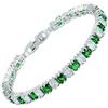 Rizilia [RIZILIA Cubetto Di Ghiaccio] Princess Cut Simulata Smeraldo Verde CZ 18K Placcato In Oro Bianco Bracciale Tennis, [18cm/7inch]