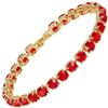 Rizilia Taglio Rotondo Simulata Rosso Rubino CZ 18K Placcato Oro Bracciale Tennis, [18cm/7inch]