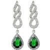 RIZILIA Ciondolare Orecchini Traforati Con Taglio Pera CZ [Simulata Smeraldo Verde] In Placcato In Oro Bianco, Semplice Ed Elegante Moderno