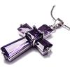 Rizilia Croce Pendente con 18 Catena & Trapezoid Taglio Quadrato CZ [Simulata Ametista Viola] in Placcato in Oro Bianco, Semplice Ed Elegante Moderno