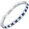 Rizilia [RIZILIA Cubetto Di Ghiaccio] Princess Cut Simulata Zaffiro Blu CZ 18K Placcato In Oro Bianco Bracciale Tennis, [18cm/7inch]