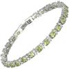 RIZILIA Braccialetto tennis placcato oro bianco con pietra portafortuna rotonda multicolore e zirconia cubica, 17,8 cm, Medio, Zirconie sintetico
