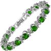 RIZILIA BLOSSOM Bracciale Tennis Verde Smeraldo Donna — Placcato Oro Bianco 18K, Pietra di Nascita Maggio CZ, 6mm, 18cm, Scatola Regalo