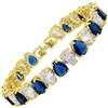 RIZILIA SPECTRUM - Braccialetto tennis classico placcato oro 14 da 6 mm, con zirconia cubica taglio a pera [zaffiro blu], bracciale da donna, misura 17,8 cm, gioiello regalo per donne, Medium, Blu