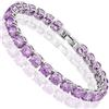 Rizilia Taglio Rotondo Simulata Ametista Viola CZ 18K Placcato Oro Bracciale Tennis, [18cm/7inch]