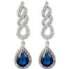 RIZILIA Ciondolare Orecchini Traforati Con Taglio Pera CZ [Simulata Zaffiro Blu] In Placcato In Oro Bianco, Semplice Ed Elegante Moderno