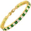 Rizilia Bracciale tennis placcato oro giallo CZ 18K simulato verde smeraldo RIZILIA Ice Cube Princess Cut, 7