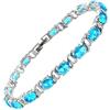 Rizilia Taglio Ovale Simulata Acquamarina CZ 18K Placcato Oro Bracciale Tennis, [18cm/7inch]