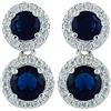 RIZILIA Ciondolare Orecchini Traforati Con Taglio Rotondo CZ [Simulata Zaffiro Blu] In Placcato In Oro Bianco, Semplice Ed Elegante Moderno