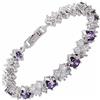 Rizilia Taglio Rotondo Simulata Ametista Viola CZ 18K Placcato Oro Bracciale Tennis, [18cm/7inch]