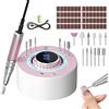 GJCrafts Fresa per Unghie Professionale 36000 RPM, Limetta Portatile per Gel Acrilico con 12 Testine Di Levigatura, Display LCD Ricaricabile a Batteria, Rotazione Bidirezionale, Senza Fili, Silenziosa (Rosa)