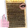 QUEWEL Faux-Cils, 280 PCS 40D Extension-Cils, lunghezze miste 12-18 mm, grappes de cils épais avec colle et pince à cils, bricolage facile à la maison (kit 40D)