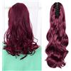Cybelleza Posticci per Capelli Extension Coda di Cavallo Extension Ricci Ondulati Lunghi Sinttici Ponytail Finti Mossi, 45cm Vino Rosso
