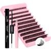WENDY LASHES Ciglia Finte Ciuffetti Kit 60D Wispy Extension Ciglia 8-16mm Naturali D Curl Kit Ciglia Extension Fai Da Te per Principianti