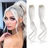 Flufymooz 2 frangia ad aria laterale, frangia lunga con clip e barba da drago, 30,5 cm (grigio/marrone/argento/bianco misto)